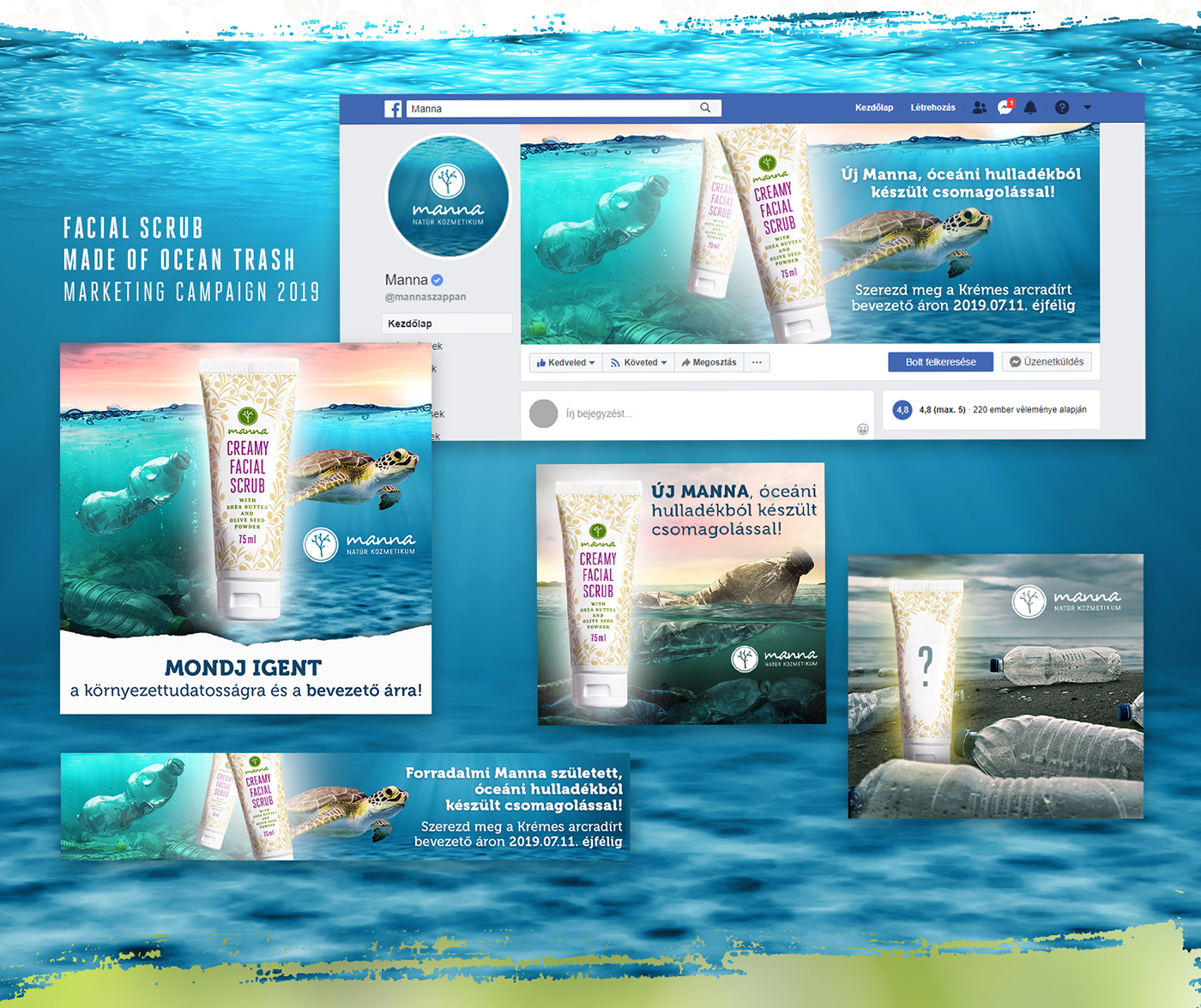 Natural Cosmetics Manna ocean trash cosmetics campaign advert plastic Ocean Turtle