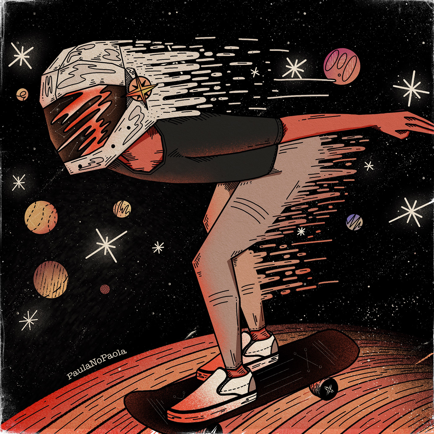 draw Drawing  ilustracion ilustration patineta Procreate Space  speed