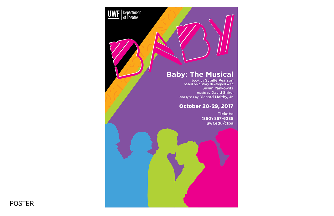 Musical baby uwf graphic design  Poster Design 80's Retro neon Silhouette