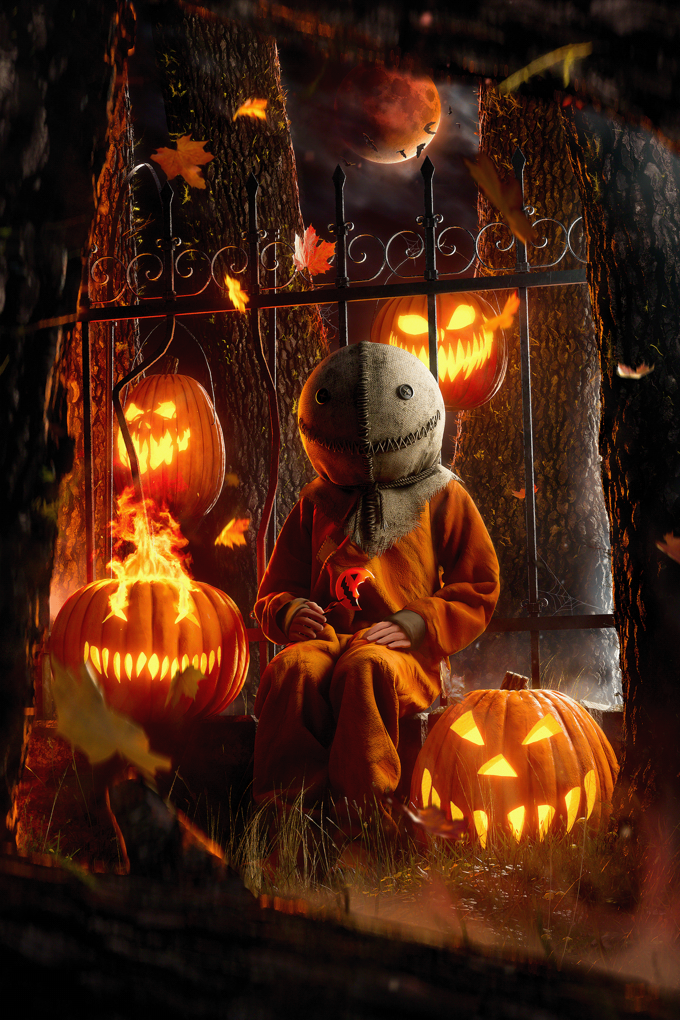 3D Creature Design digital 3d digital painting fantasy Halloween horror ILLUSTRATION  sam Trick 'r Treat