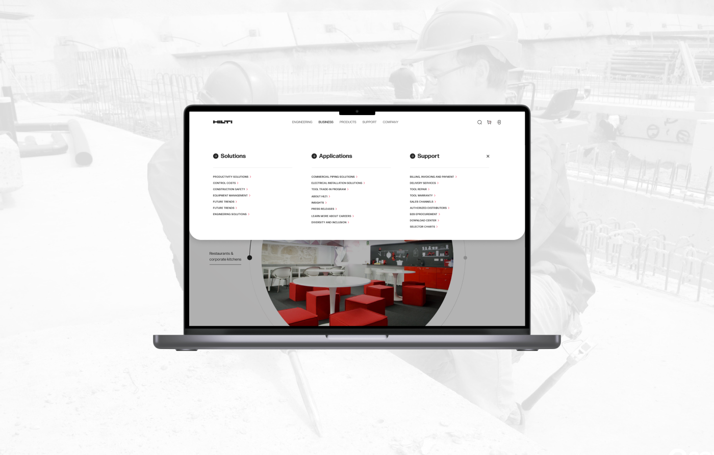 business concept corporate hilti ui design UI/UX Web Design  Website Корпоративный сайт минимализм