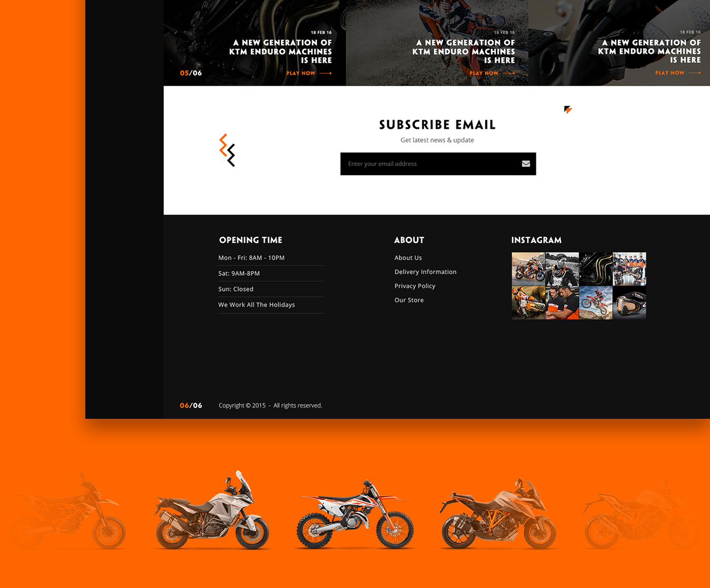 uiux website redesign ktm moto Motor show ktm redesign oranges flat design ios 10 material UI Interface weeds brand
