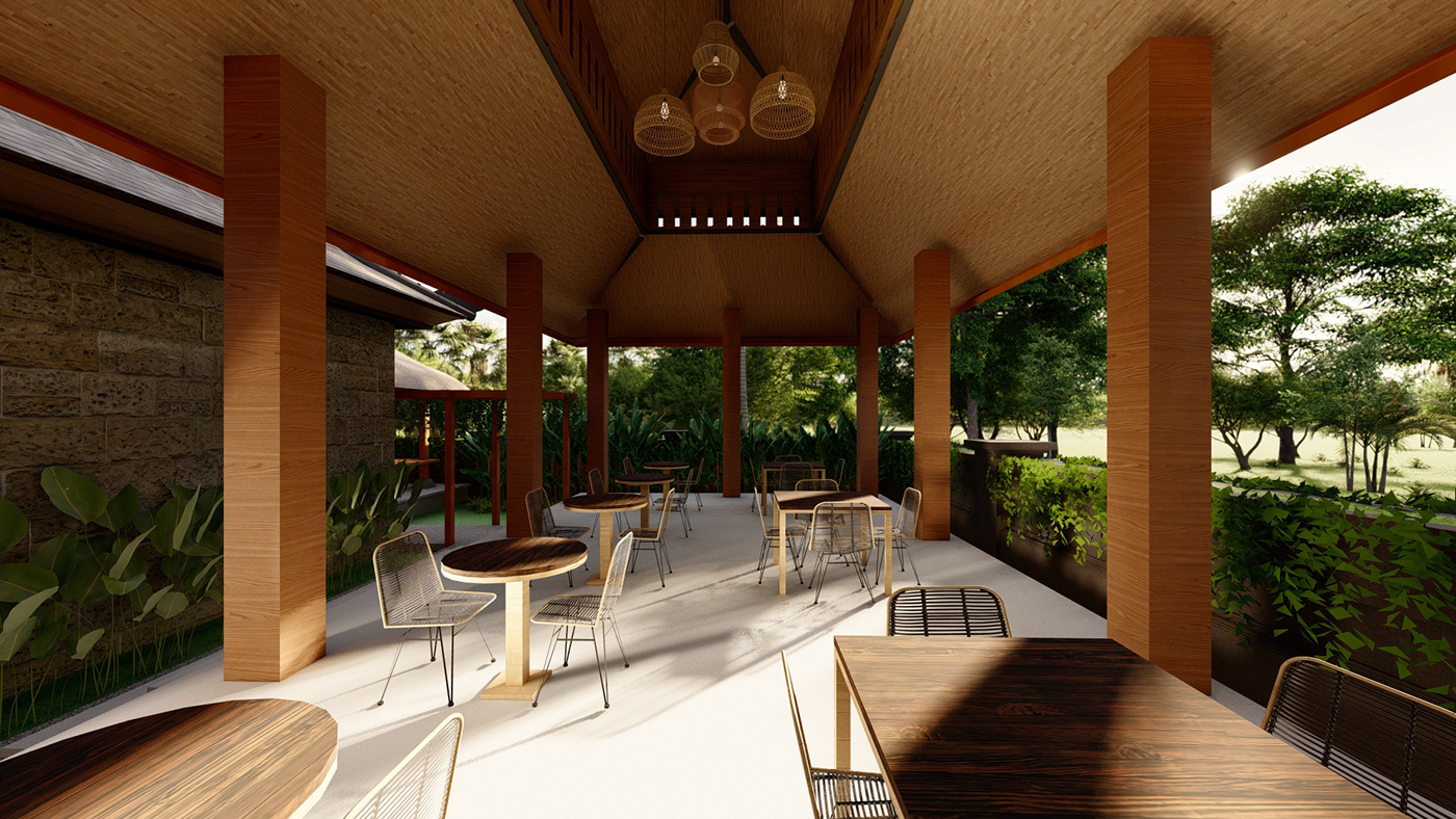 architecture balinese foodcourt visualization traditional