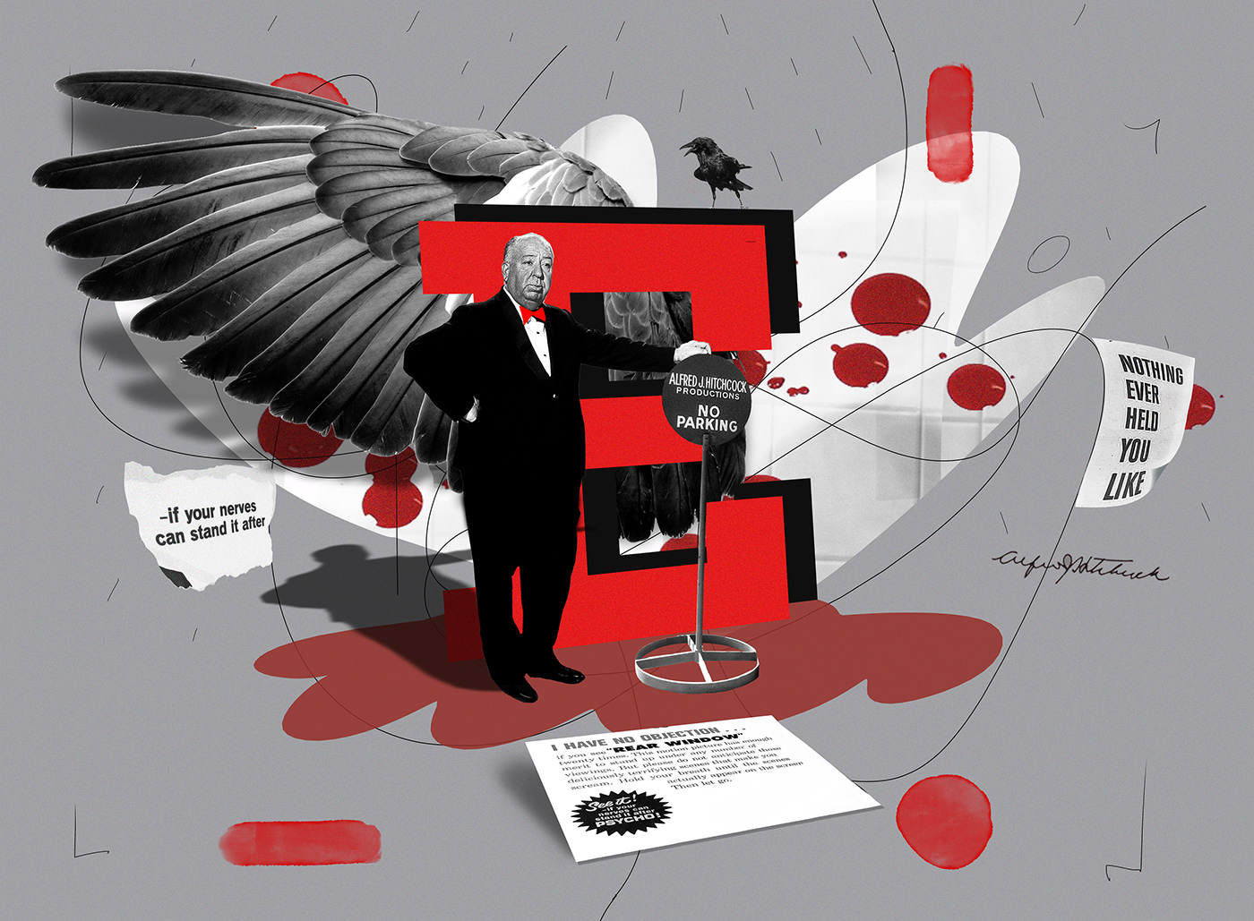 abstract alfred hitchcock art collage editorial ILLUSTRATION  movie Project typography   visual art