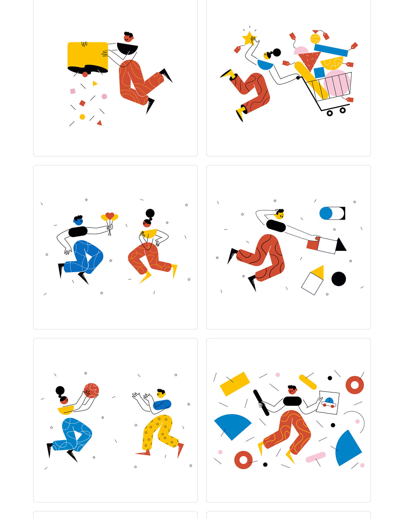 bright characters colorful design figures illustrations modern UI ux workflow