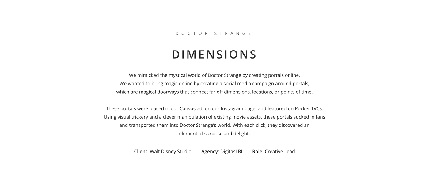 dimension marvel facebook canvas portals social campaign Doctor Strange DigitasLbi Transporting
