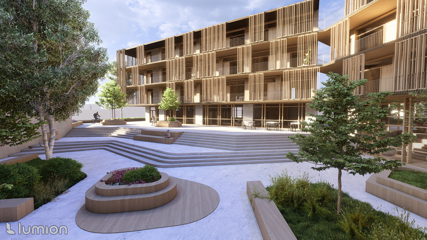 student housing aparthotel wood architecture cross laminated timber CLT Wood Structure