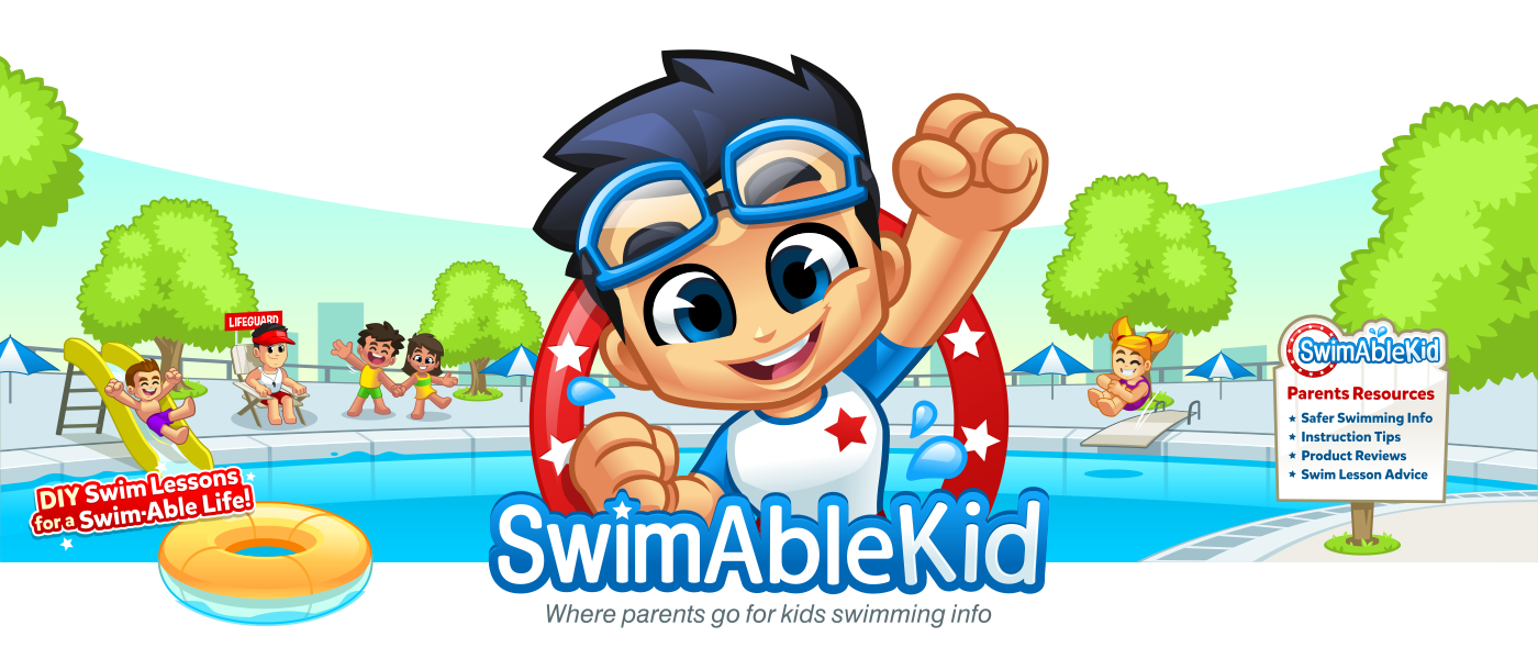 Swimmer kid character mascot design for the SwimAble business
