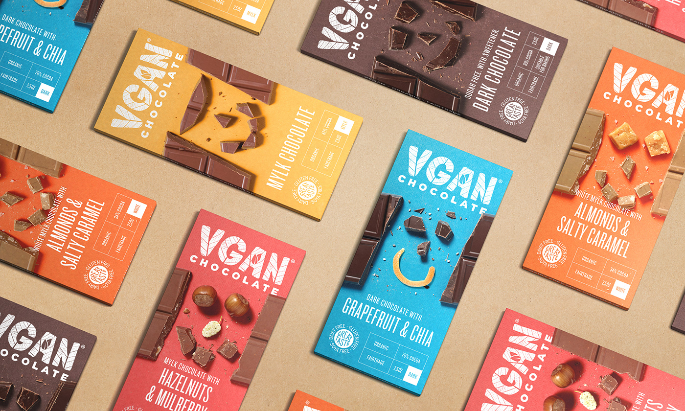 chocolate Candy Packaging Mockup 3D colorful typography   box vegan milk