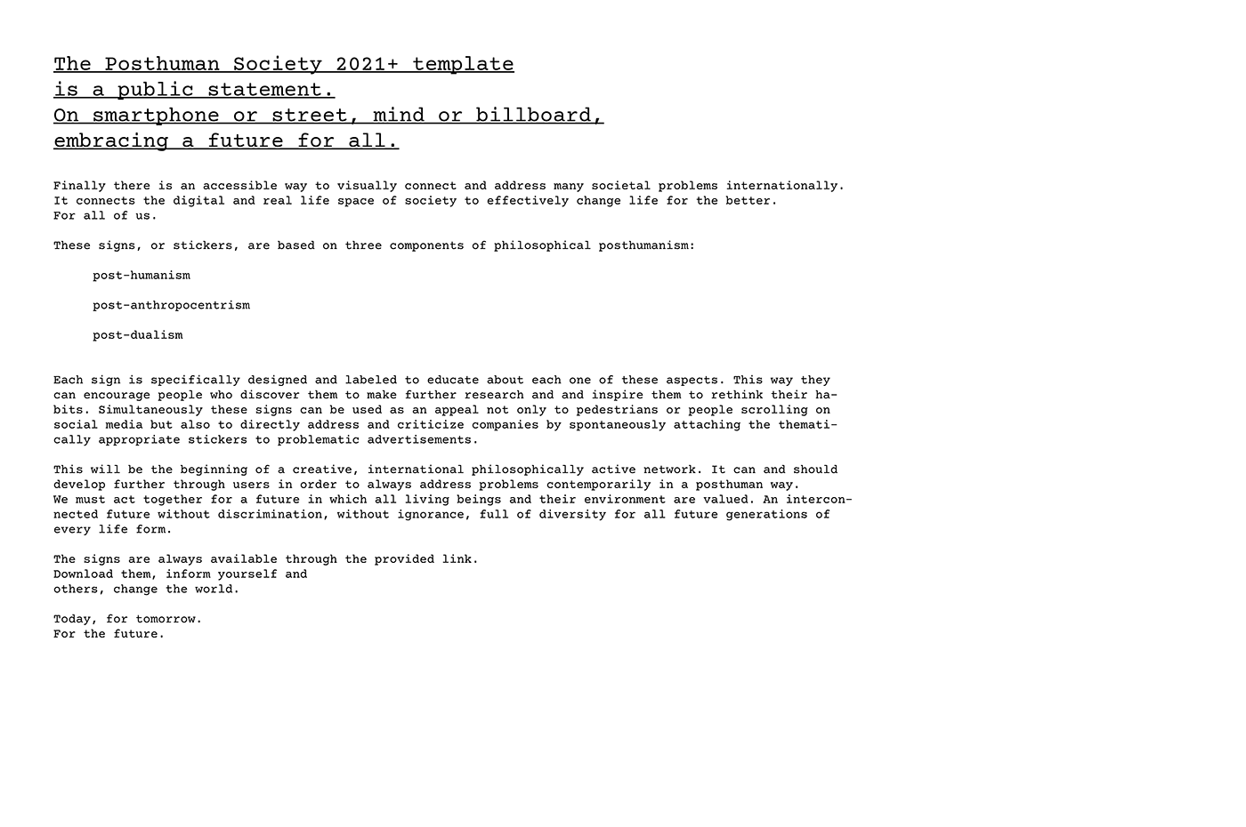 human inklusivity philosophy posthumanism proplanet responsibility society