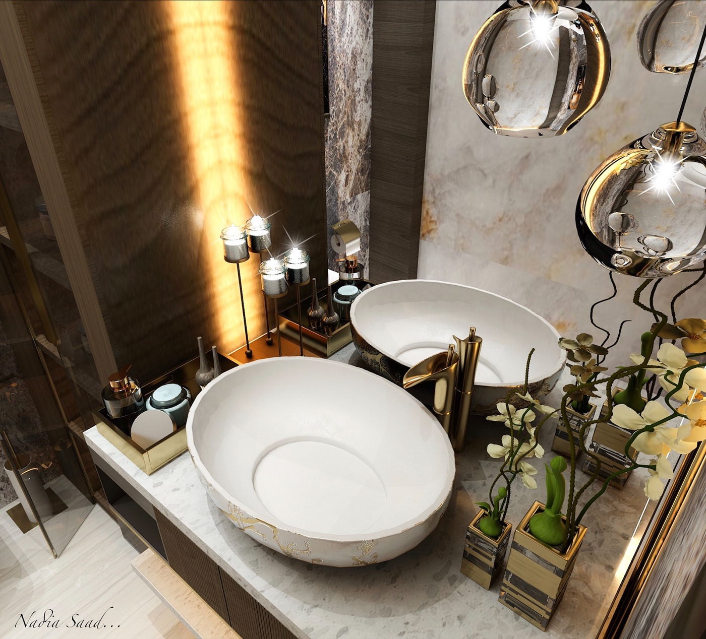 3dmax architecture bathroom design guest bathroom Interior nadia saad neoclassic