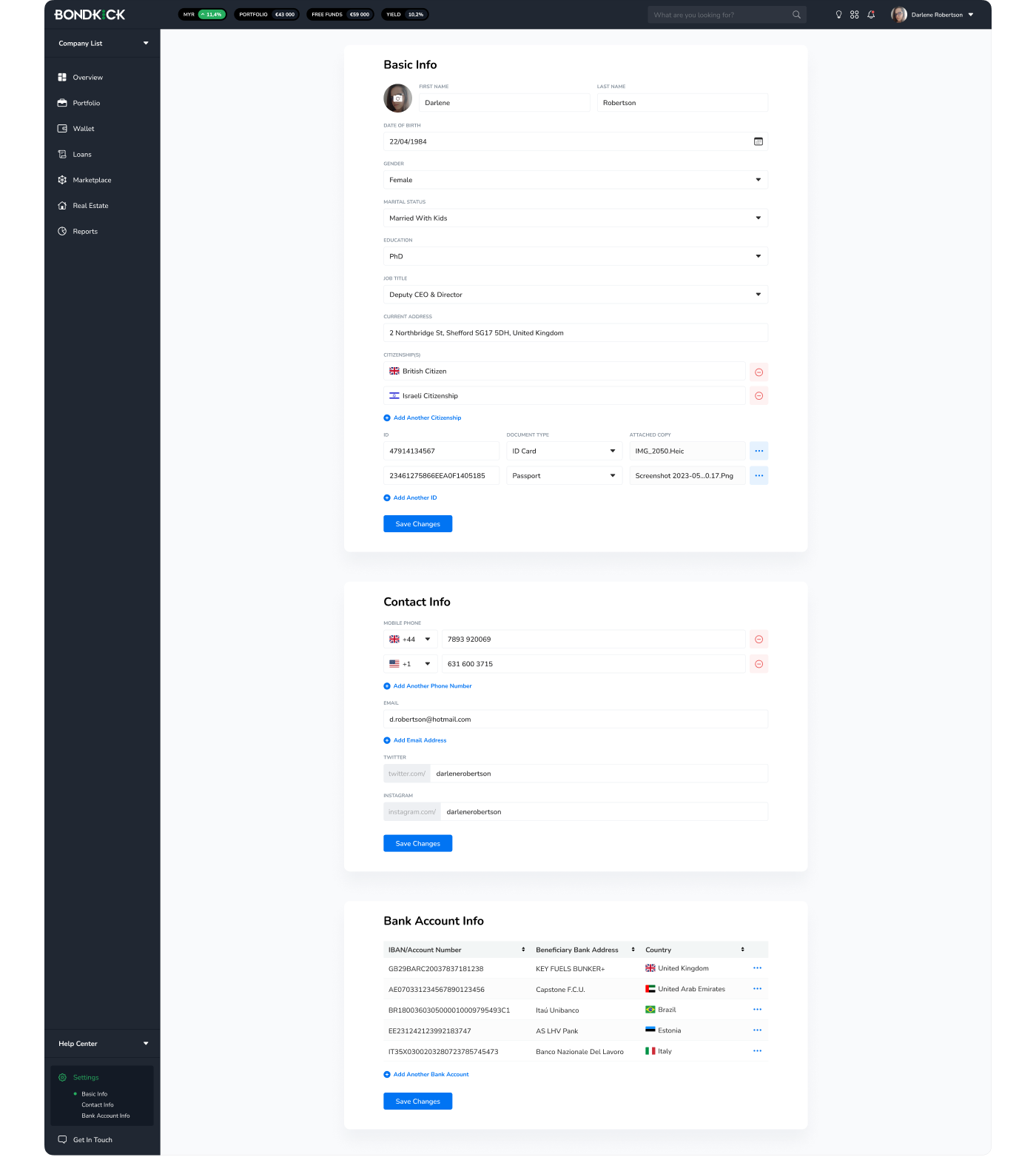 UI/UX dashboard CRM Investment product design 