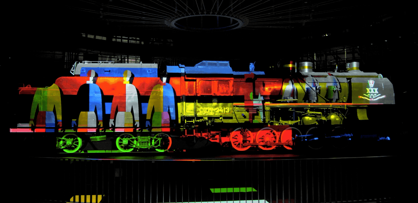 train Mapping projection museum railway constructivism Mayakovsky shapes Suprematism art