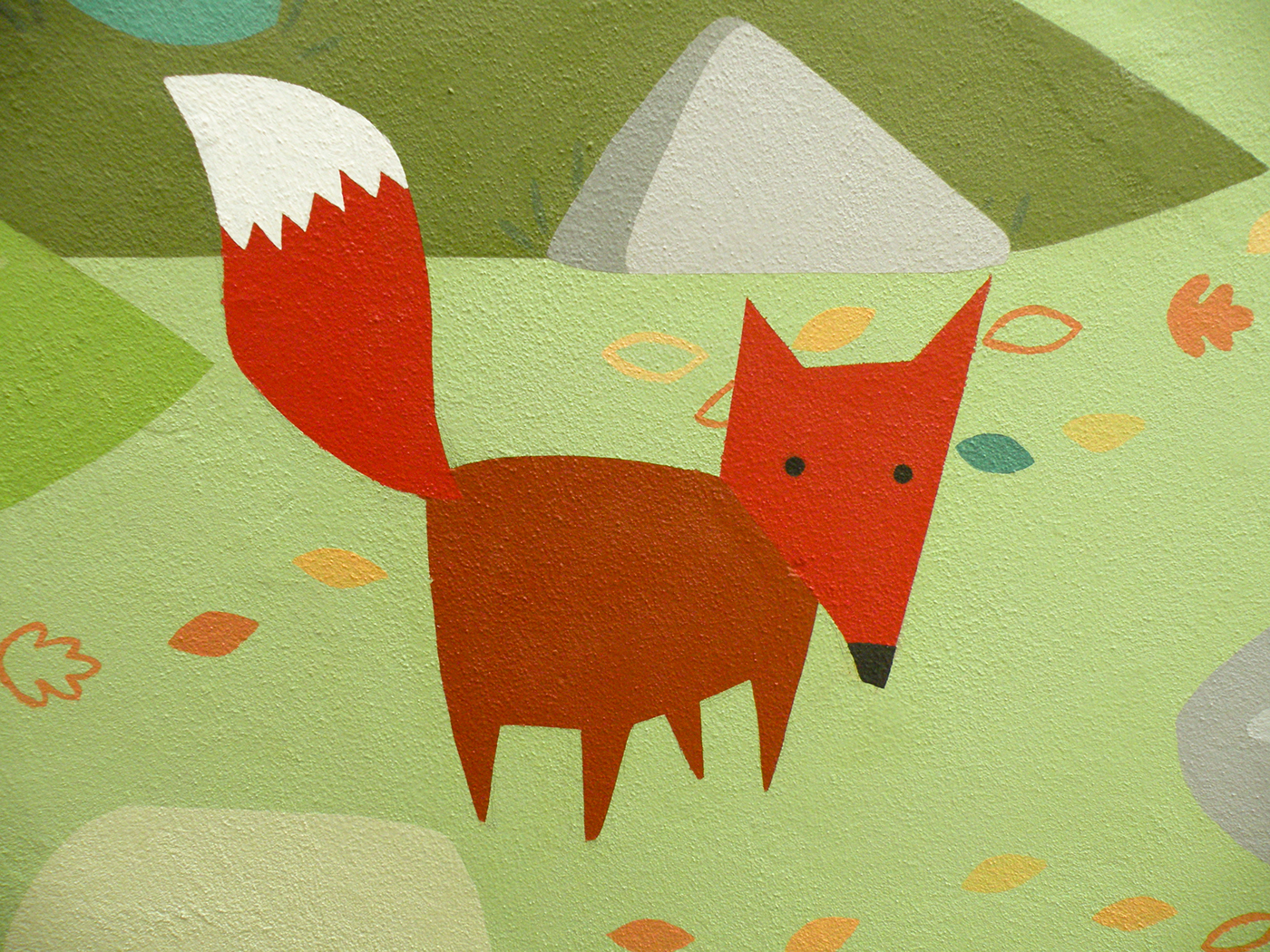 clearing woods FOX deer  Murales  murals  tree  aeble