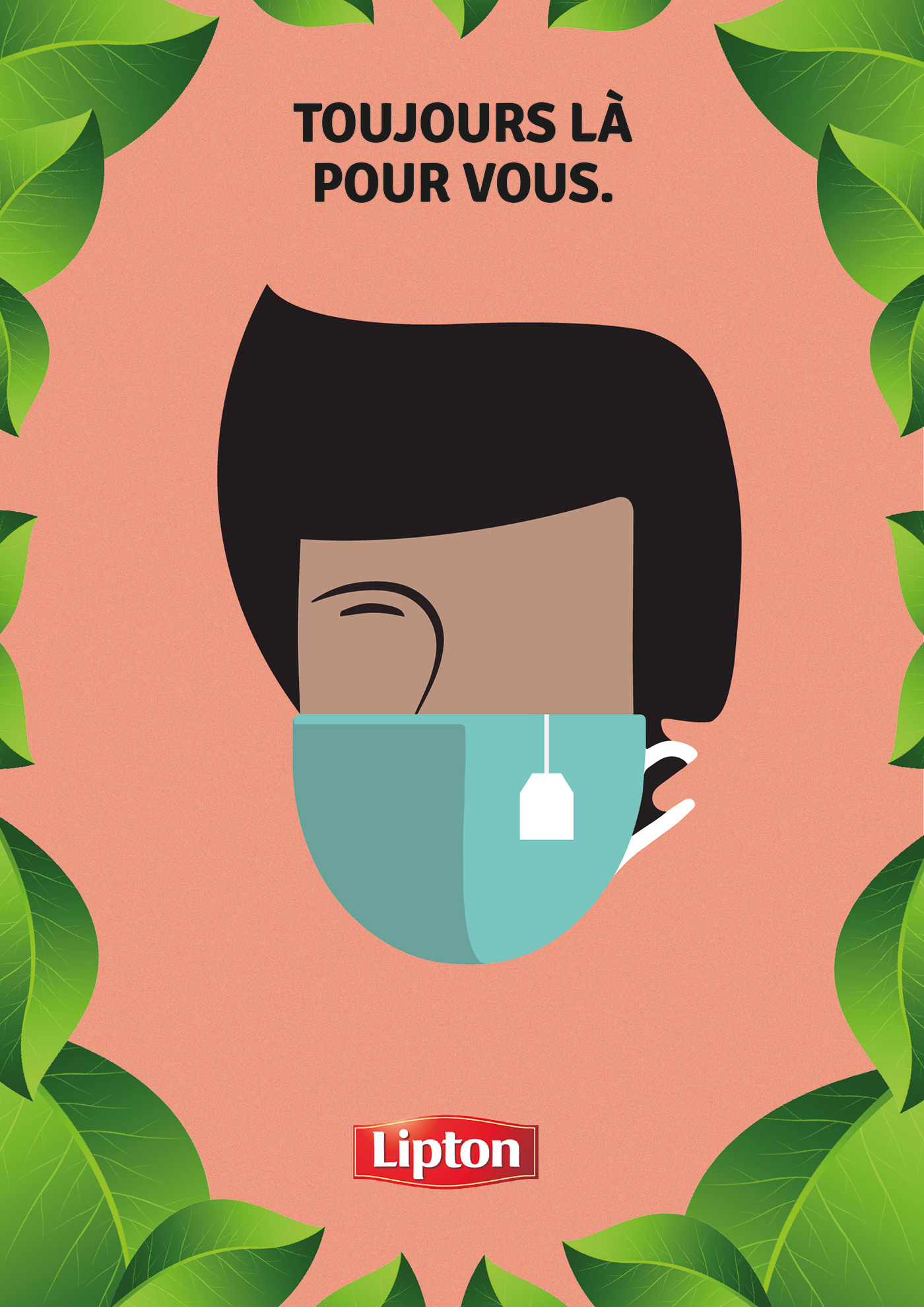 Coronavirus cup of tea Diversity Face mask green tea ILLUSTRATION  Lipton multiracial portraits tea