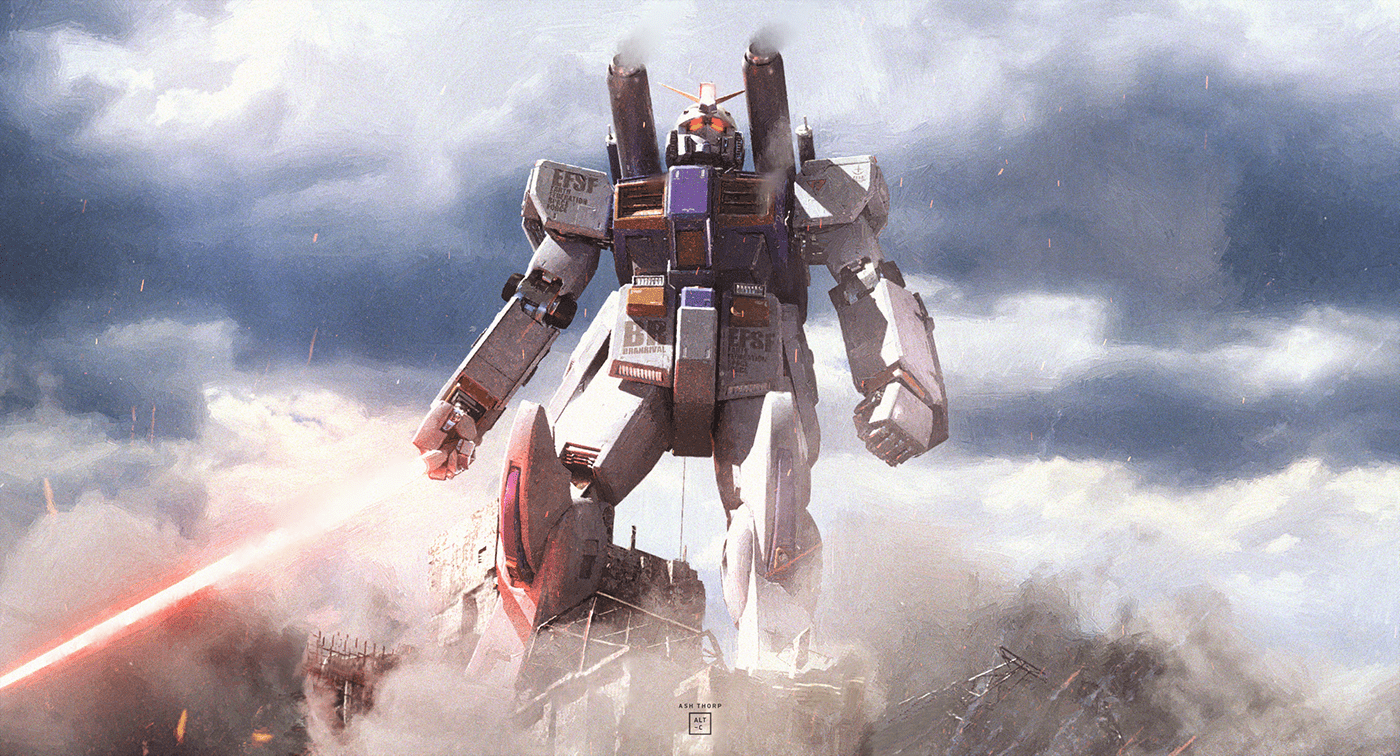 anime CGI cinematic Digital Art  Gundam ILLUSTRATION  robot