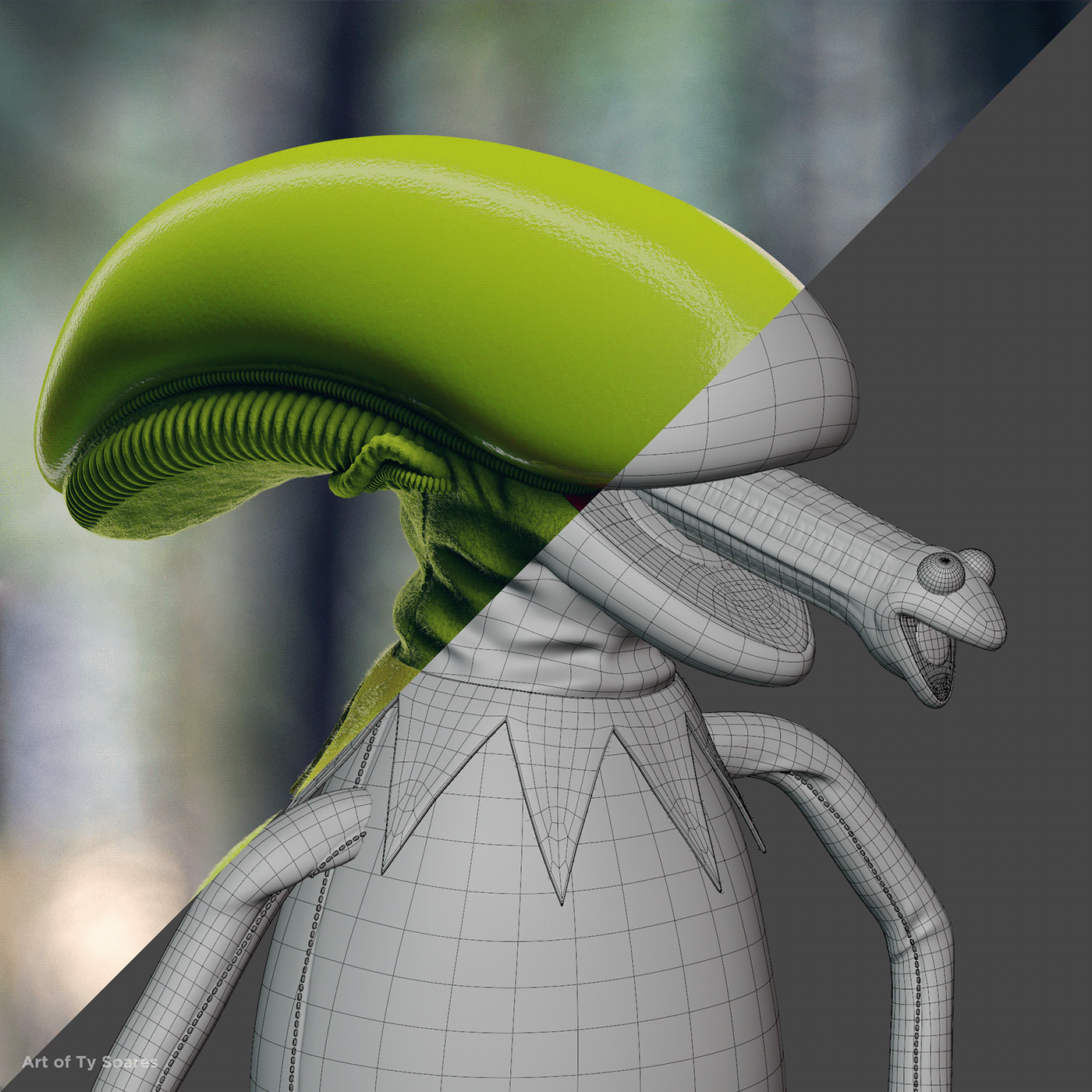 alien b3d CGI cycles kermit Lookdev modeling Muppets sculpting 