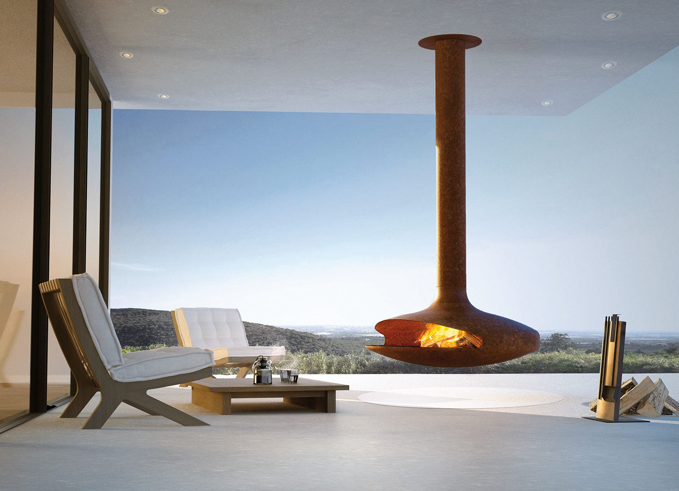 CGI fireplace gyrofocus Outdoor