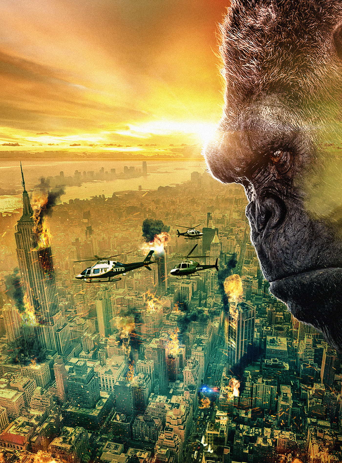concept art King Kong movie poster Photo Manipulation  photoshop Poster Design retouch ritocco visual art Matte Painting