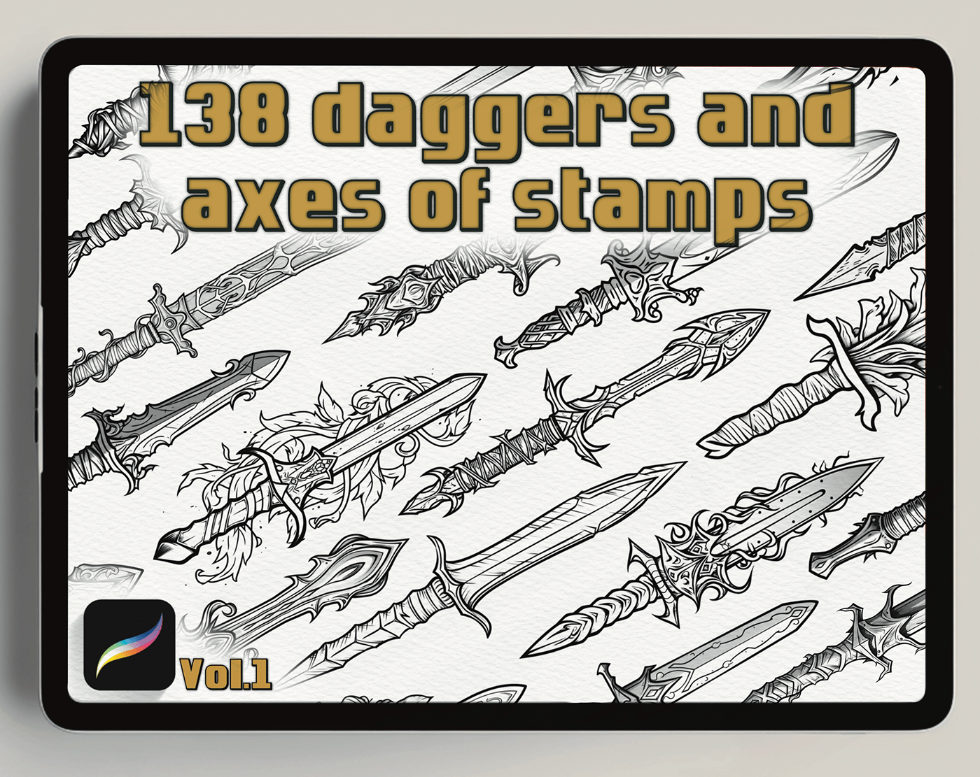 daggers fantasy digitalart artistictools creativeprojects digitalproduct procreatestampcollection Stampcollection stampssale tattoodesigns