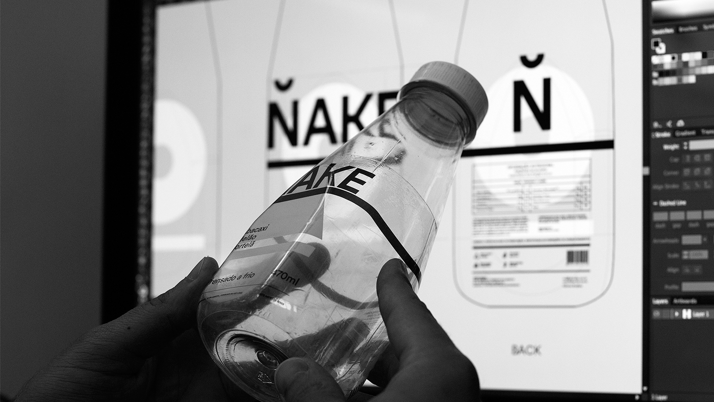 nake Cold Pressed juice Fruit colors Transparency black White typography   Geometric Shapes