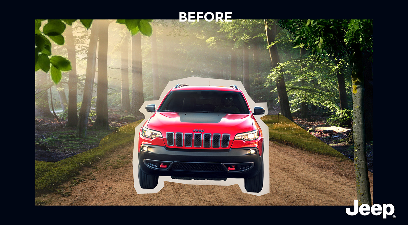 Advertising  Cars desert Digital Art  forest jeep photomanipulation snow Social Media Design visual design