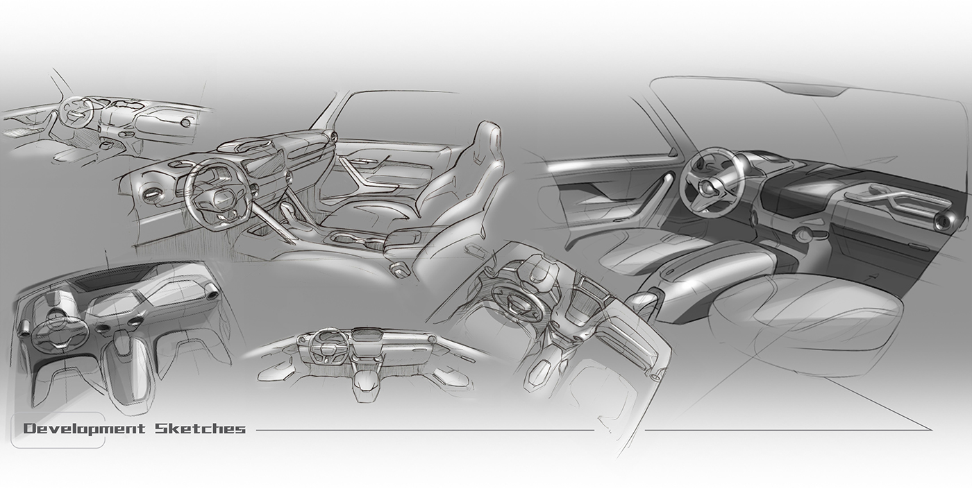 automotive interior design sketch rendering