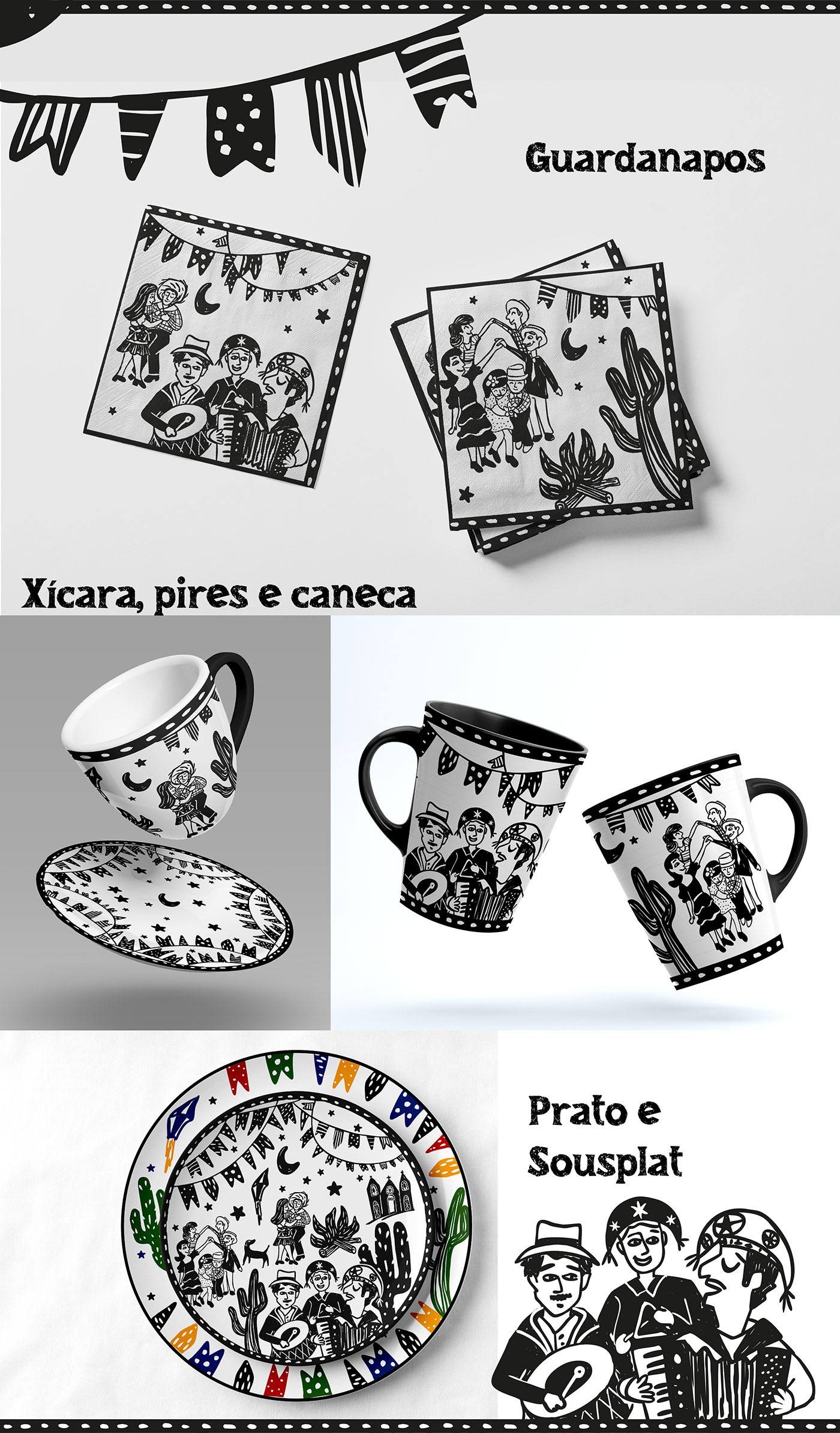 armorial Cordel design de superfície Estampa Ilustração pattern pernambuco prato São João