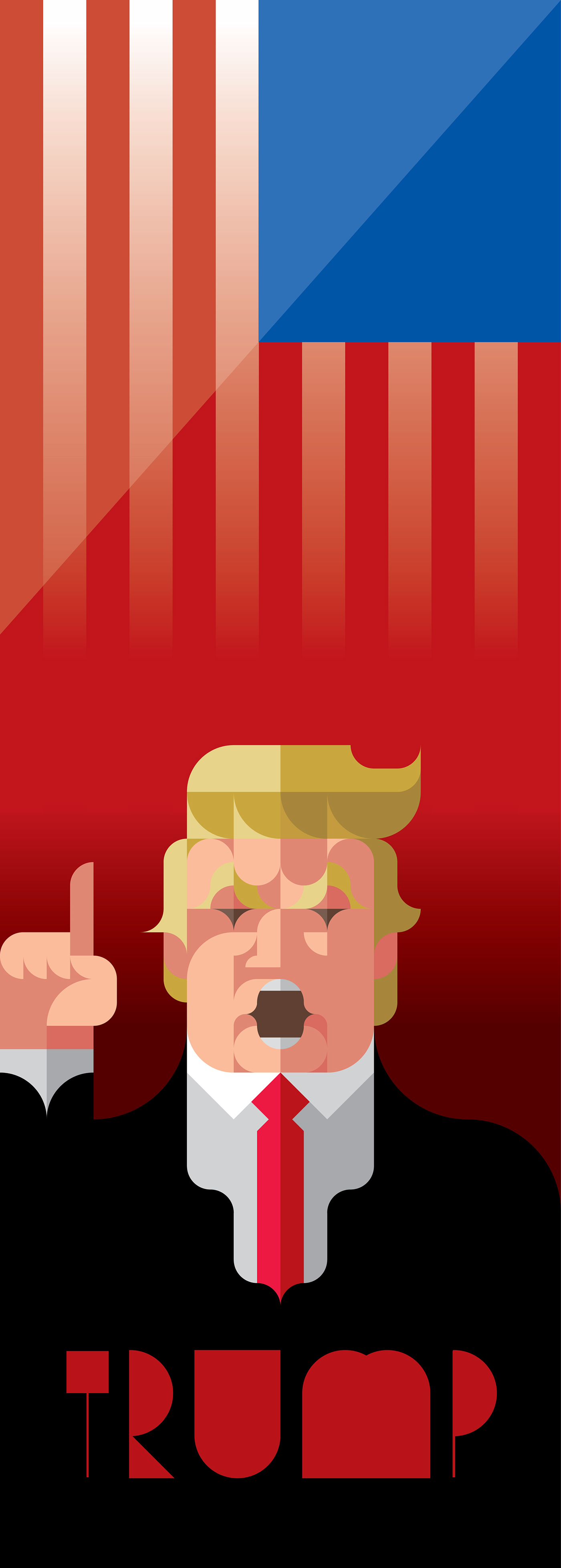 geometry simple grid minimal iconic Character Trump president america portrait