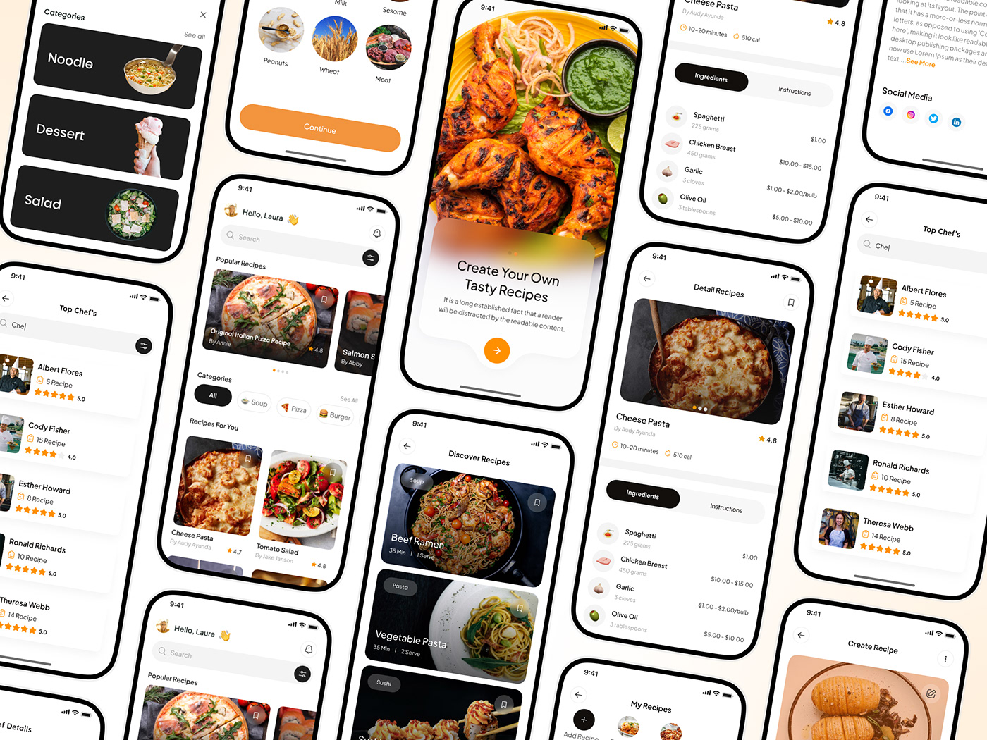 Food  Food recipe food app Food app design recipe recipe app Figma UI/UX Mobile app app design