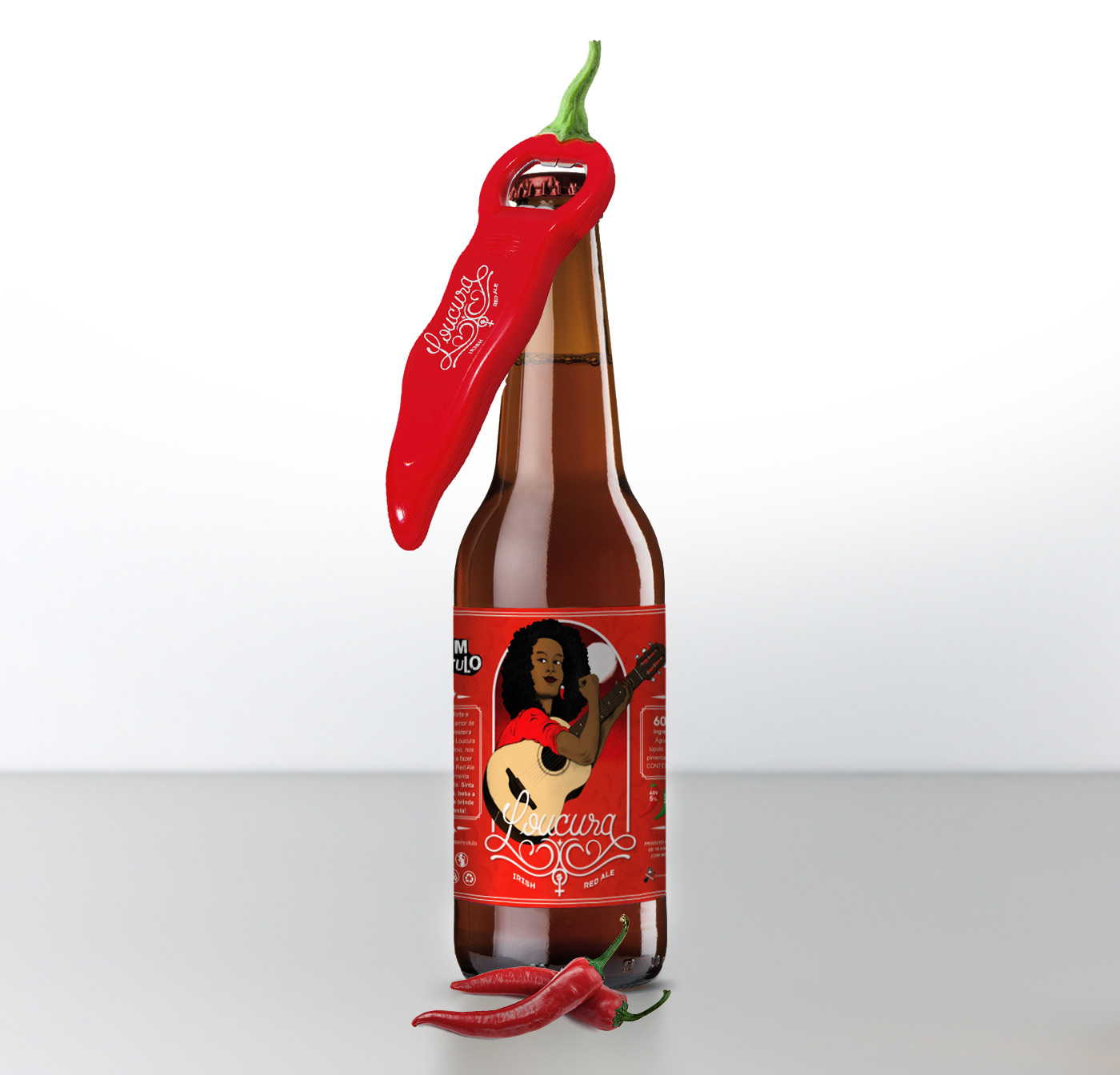 black guitar pepper beer Label bottle red brewery feminism music Adobe Portfolio