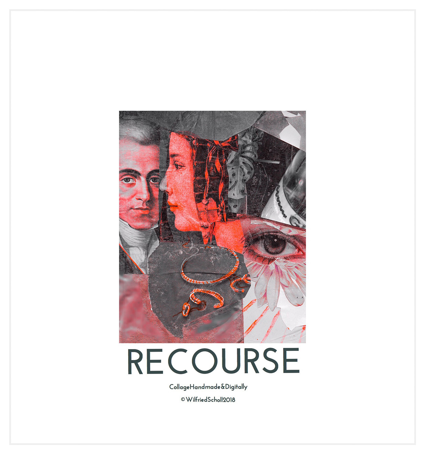 Recourse collage handmade digital poster Retro mix Fashion  tags Kommas art shelter