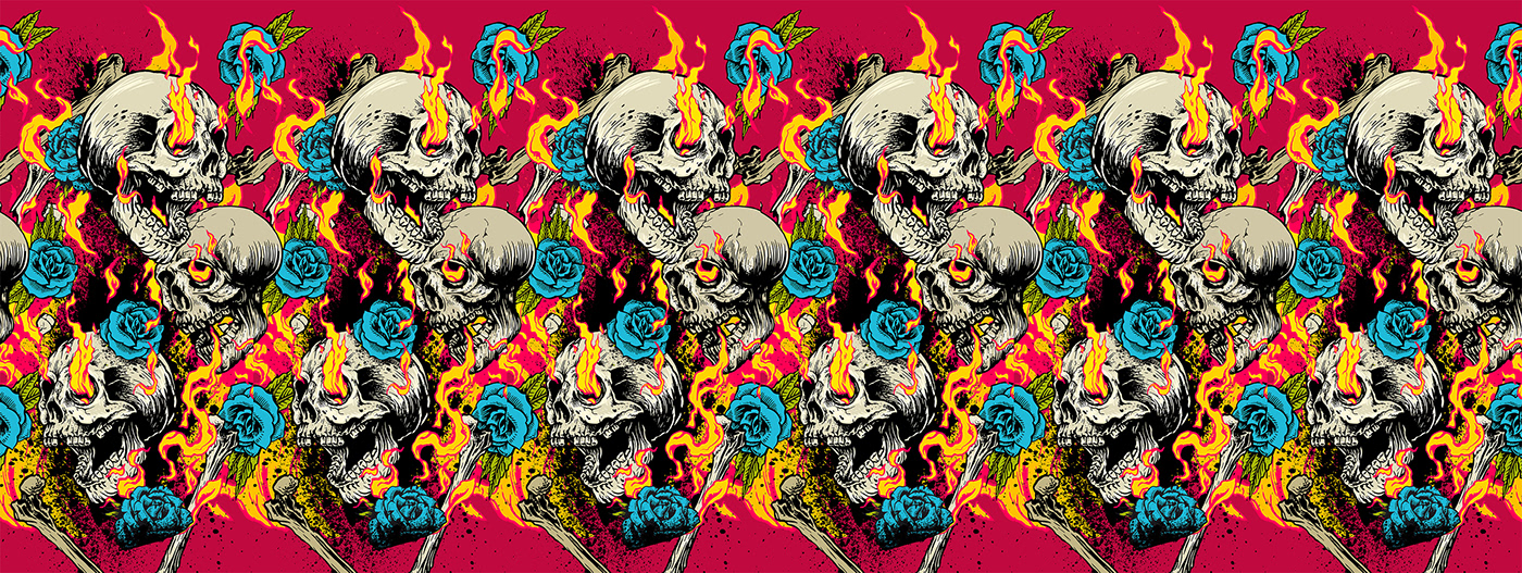 deisgn ILLUSTRATION  skull fire tattoo rock socks Graphic Desgn argentina españa