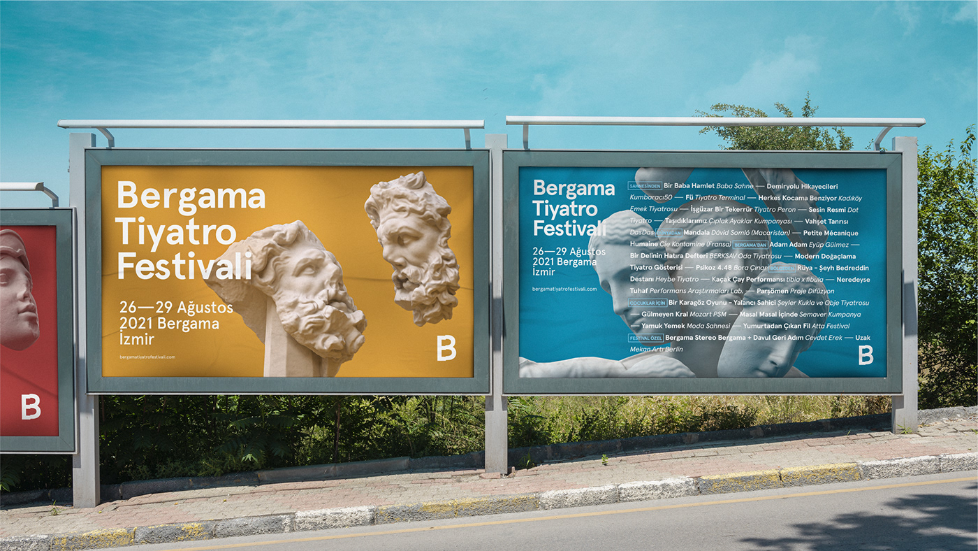 3D antique art direction  Bergama festival graphic design  modeling poster Theatre typography  