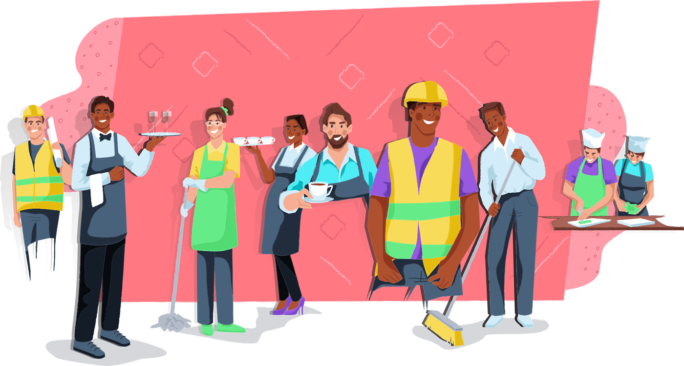 Character Character design  cleaningservices ILLUSTRATION  man Office paymentsystem people woman working