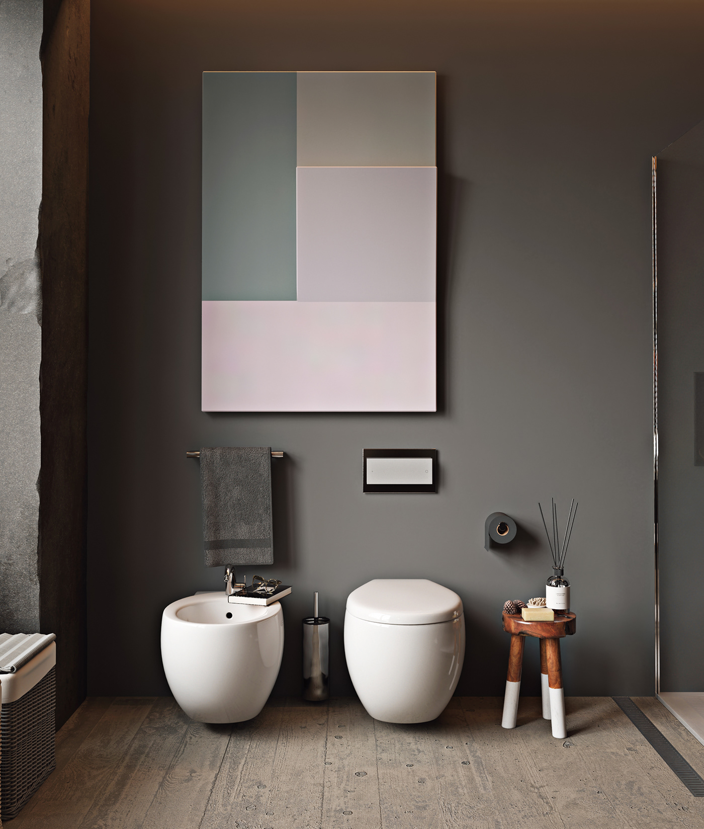 archviz architecture designer 3d 3D bathroom Render vray Interior grey decoration