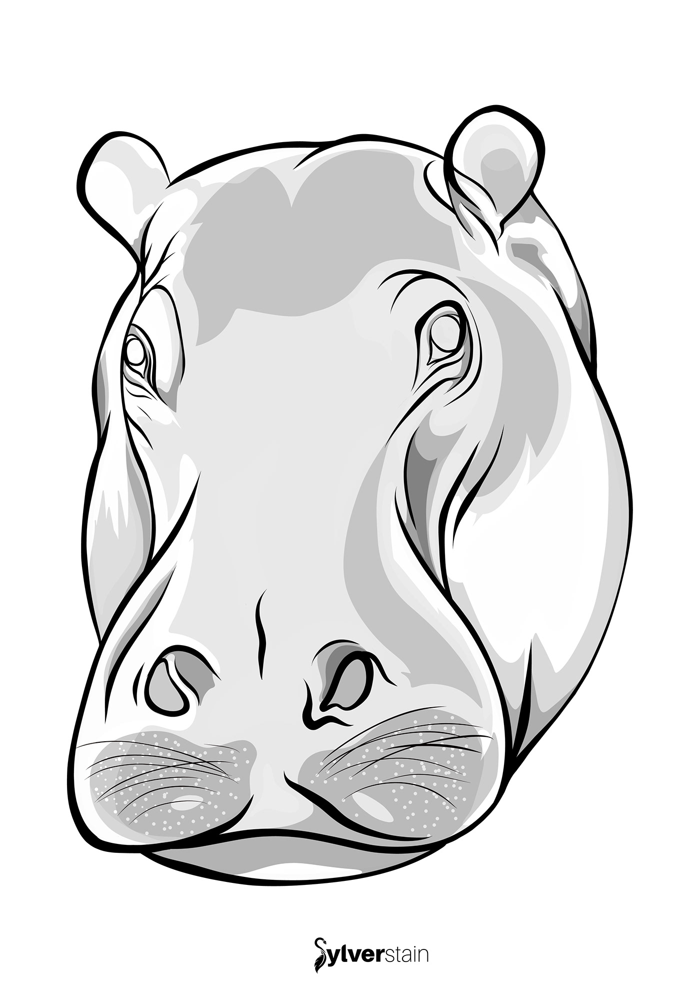 africa animal artwork design Digital Art  Drawing  Hippopotamus ILLUSTRATION  vector Vector Illustration