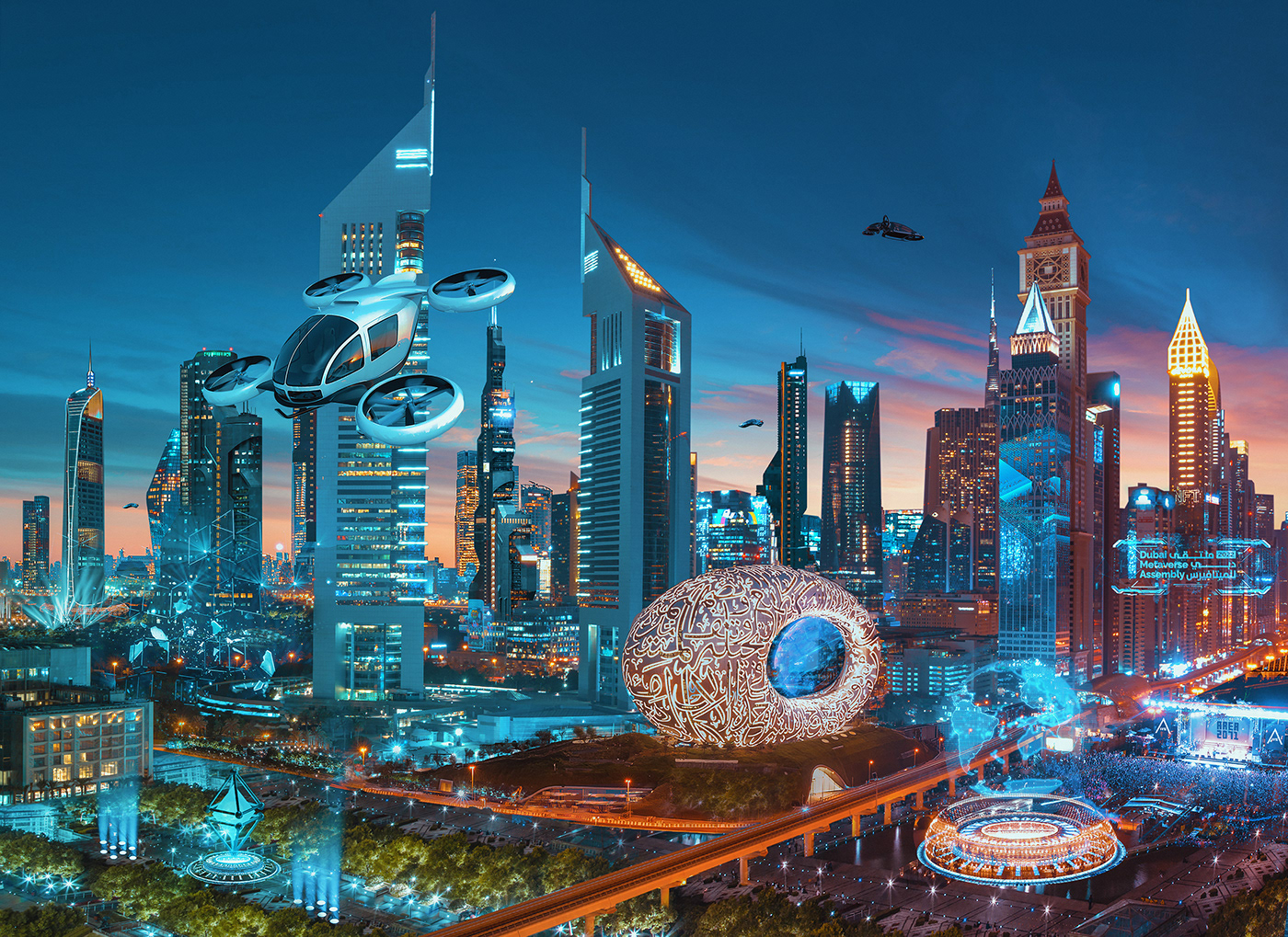 Advertising  artwork concept art Digital Art  dubai future metaverse Photobash sci-fi UAE