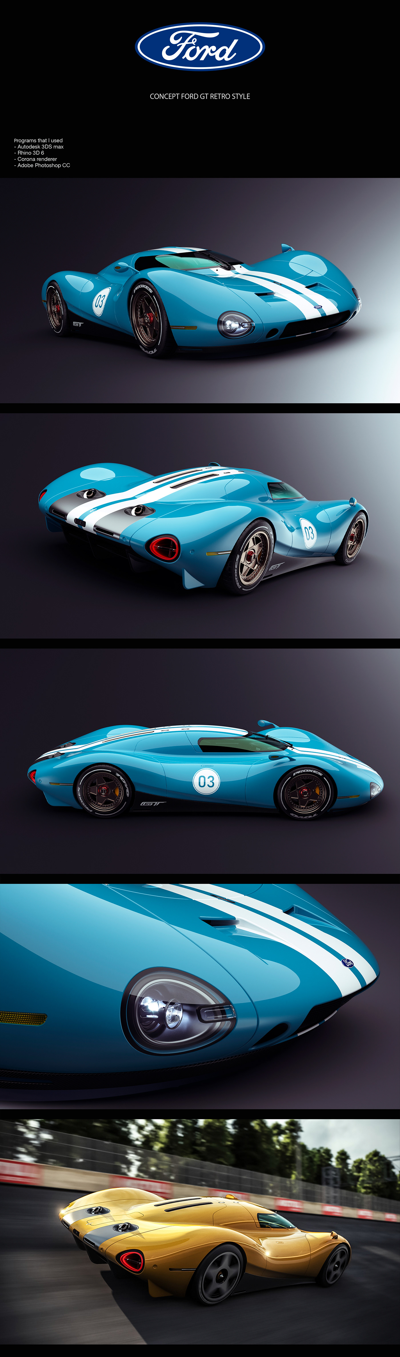 concept car 3dmax CoronaRender  design industrial designer model Rhino3D Ford