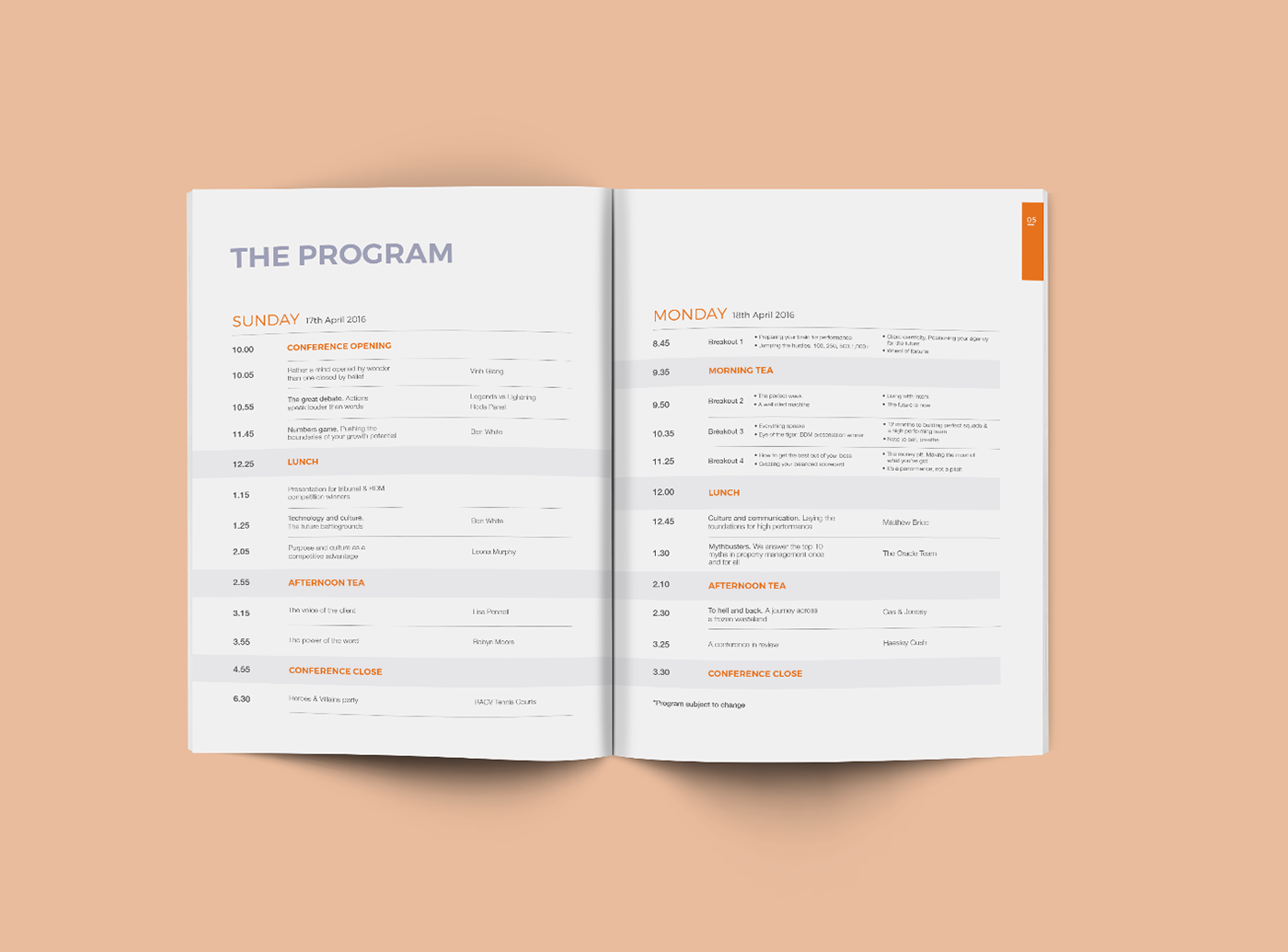brand orange blue grey Booklet property conference management purple colour lines Booklet geometric shapes