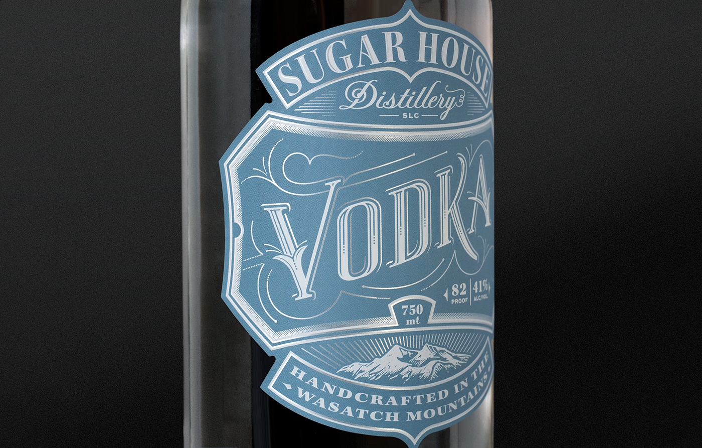 Vodka Spirits alcohol bottle Label distillery Salt Lake City utah monogram
