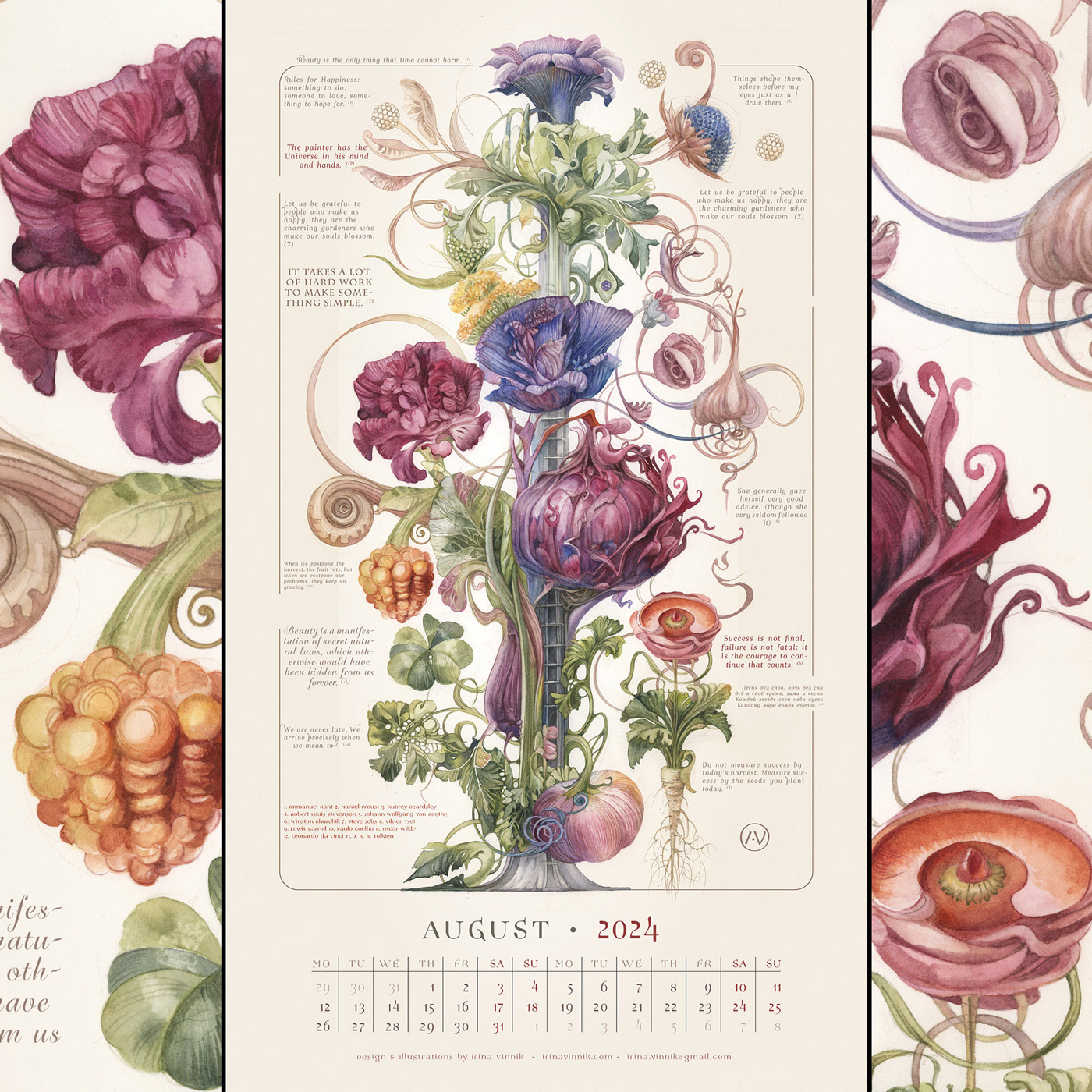 ILLUSTRATION  Drawing  concept art calendar design botanical floral watercolor Nature