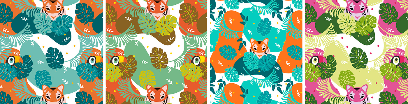pattern jungle fabric textile leafs Nature vector Surface Pattern textile design  print and pattern