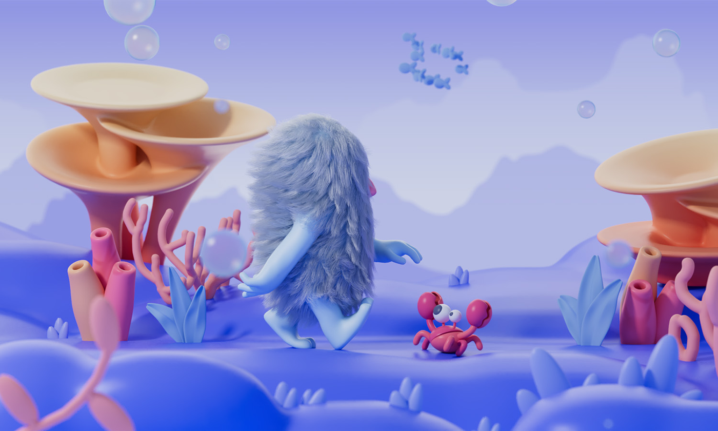 3D animation  c4d cartoon Character design  cinema4d cute ILLUSTRATION  Landscape sneaker