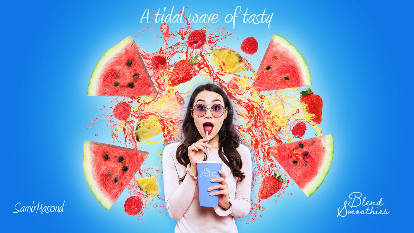 adobephotoshop advertisting fruits graphic graphicdesign juice Markting photoshop Promotion smoothy