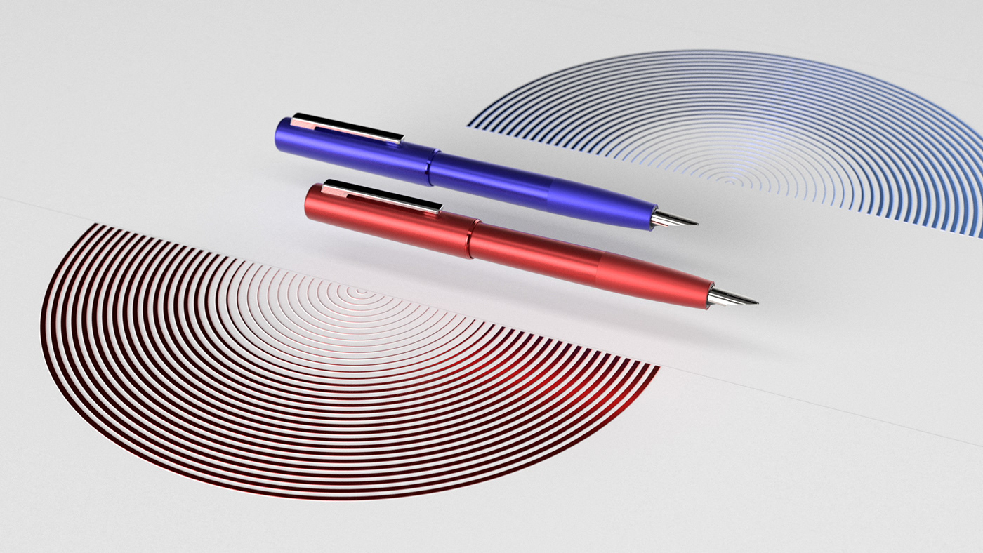 design lamy minimalistic abstract blue red Aion