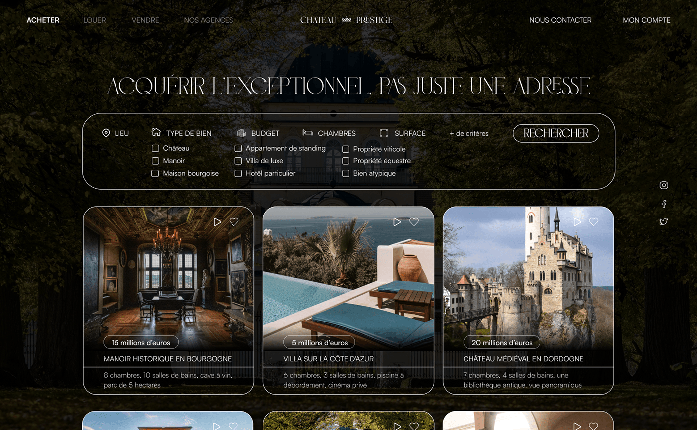Figma UI/UX ui design user interface Website design real estate luxury luxurious elegant