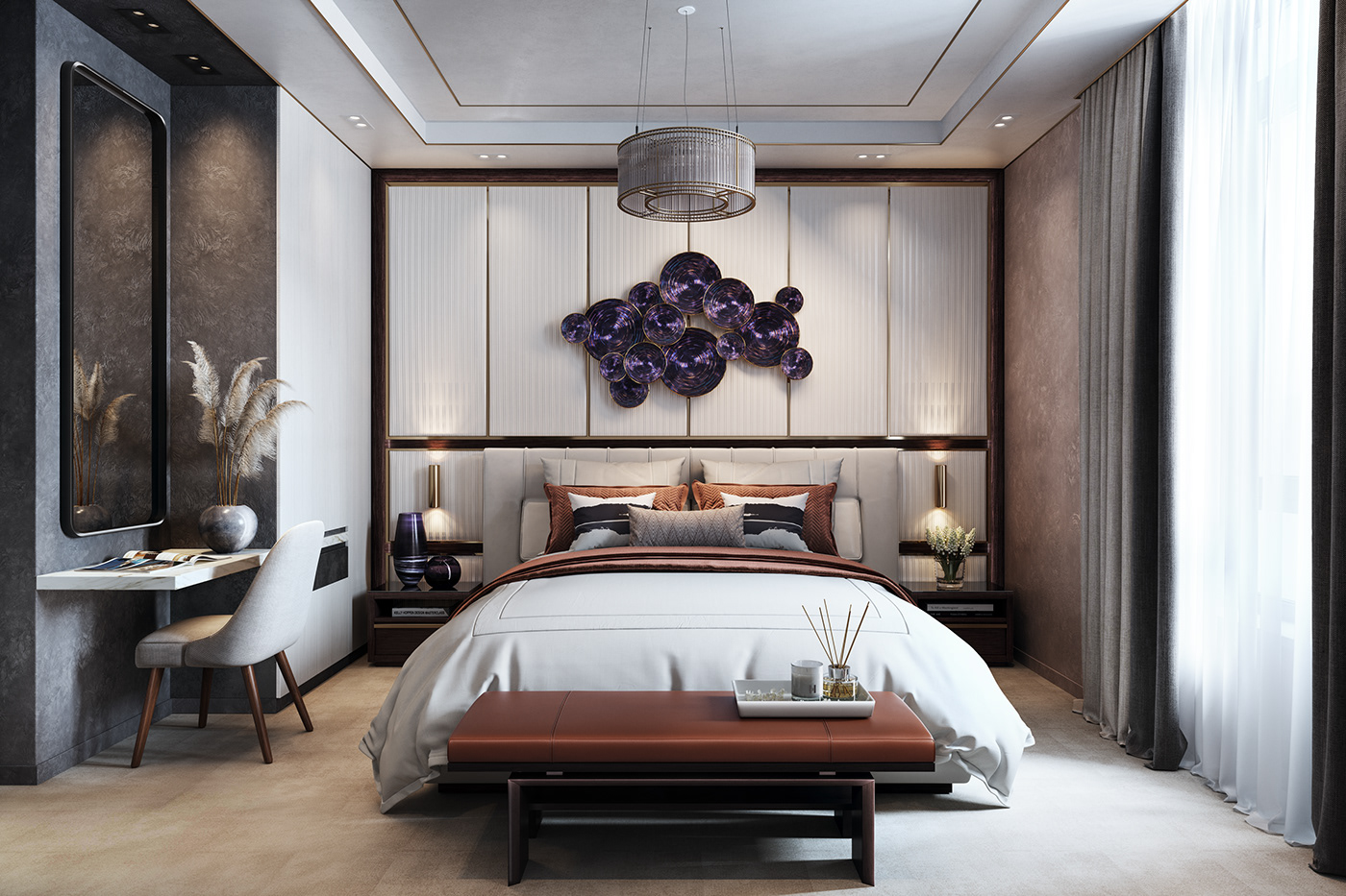 Interior design contemporary modern luxe 3ds max corona rendering CGI luxorious