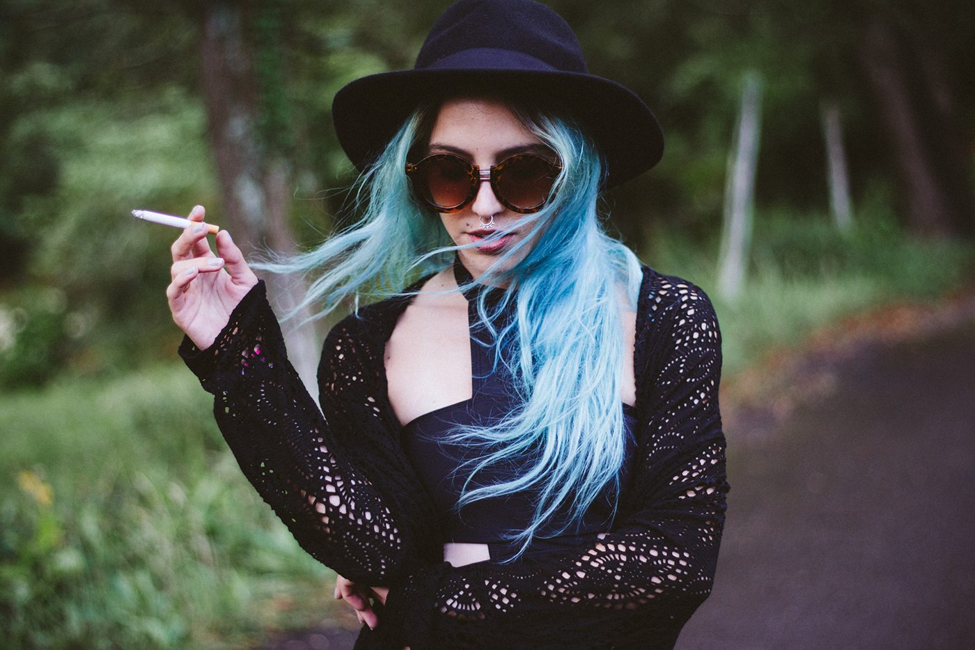 photoshoot female blue hair Azores Portugal light ink alternative Nature Beautiful