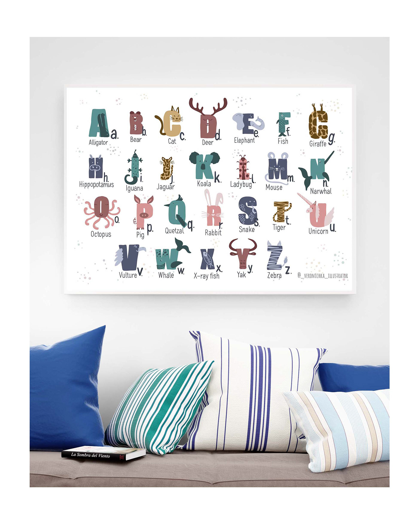 alphabet animals letters Procreate digital illustration ILLUSTRATION  Poster Design